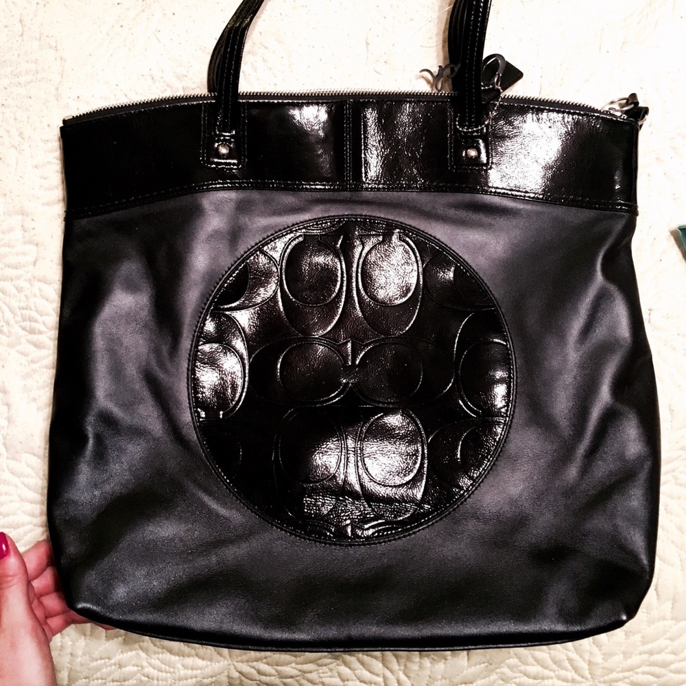 Black on Black chic Coach Tote